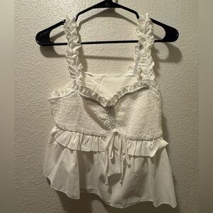 White Ruffled Cami Top